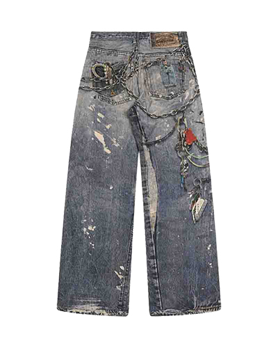 Men's denim trousers digital printing CS-C329